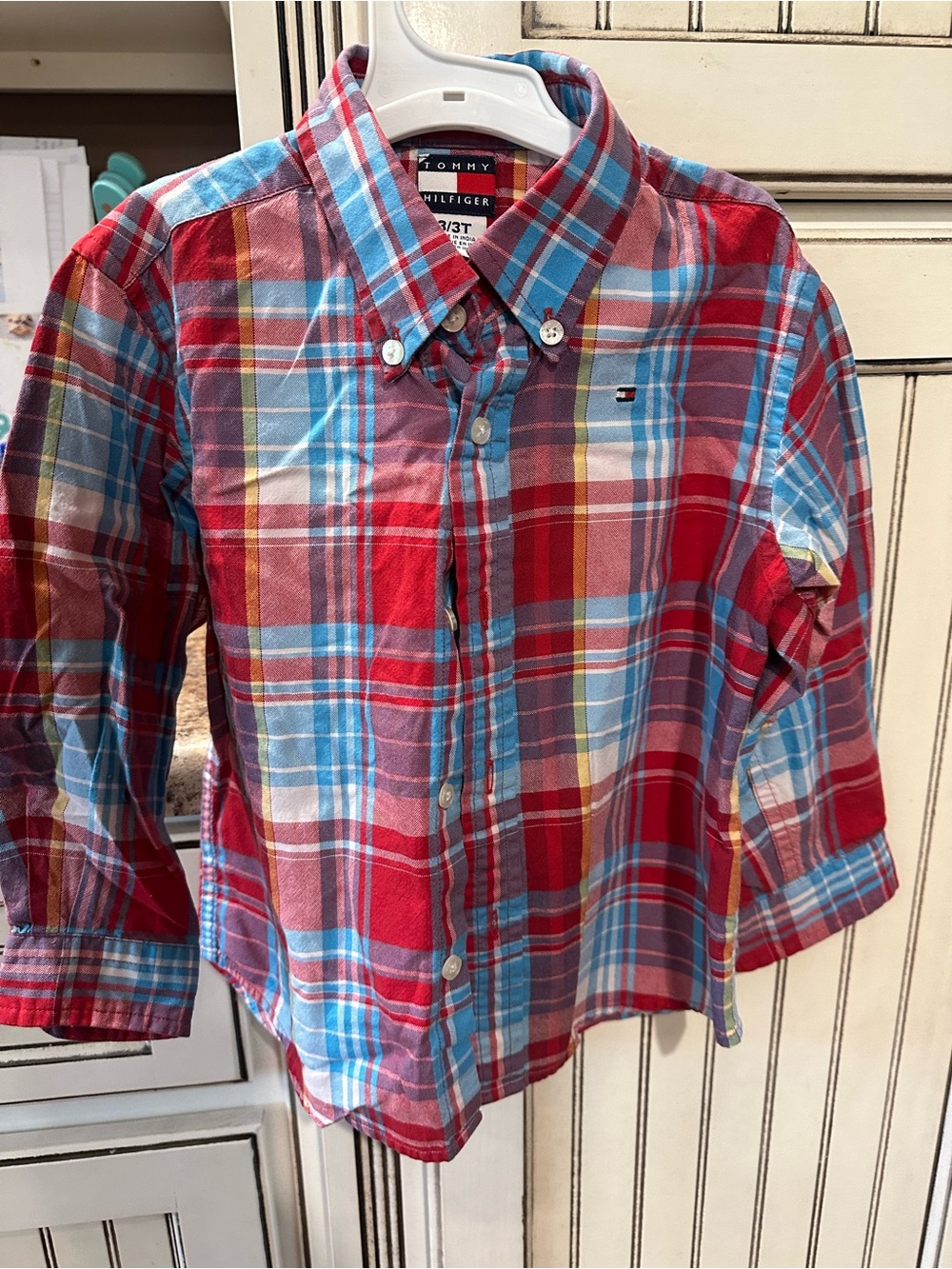 Tommy Hilfiger Red, Blue & Yellow Plaid Button-Down Shirt